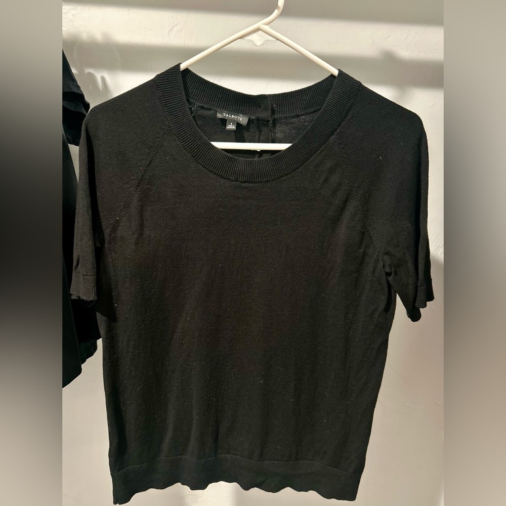 Talbots Classic Black Short Sleeve Sweater